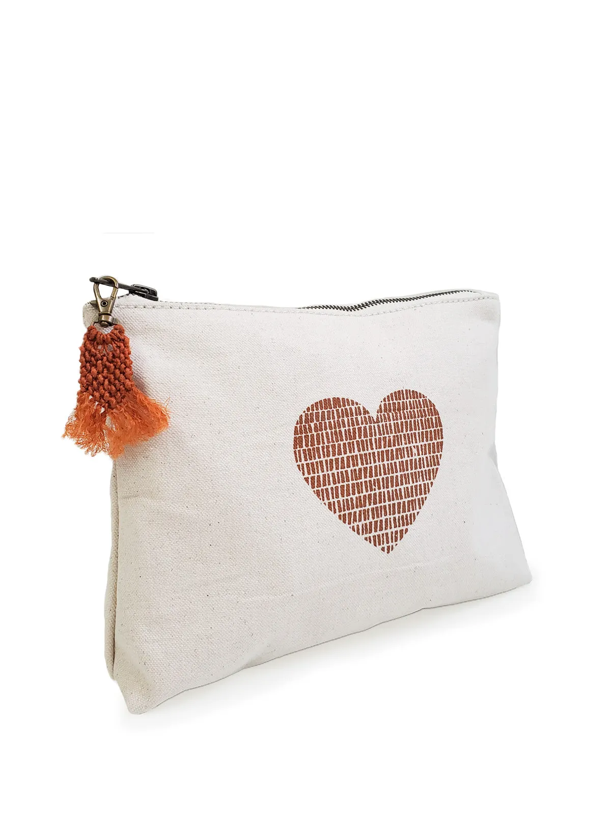 KORISSA Hand Screen Printed Cotton Canvas Pouch - Love