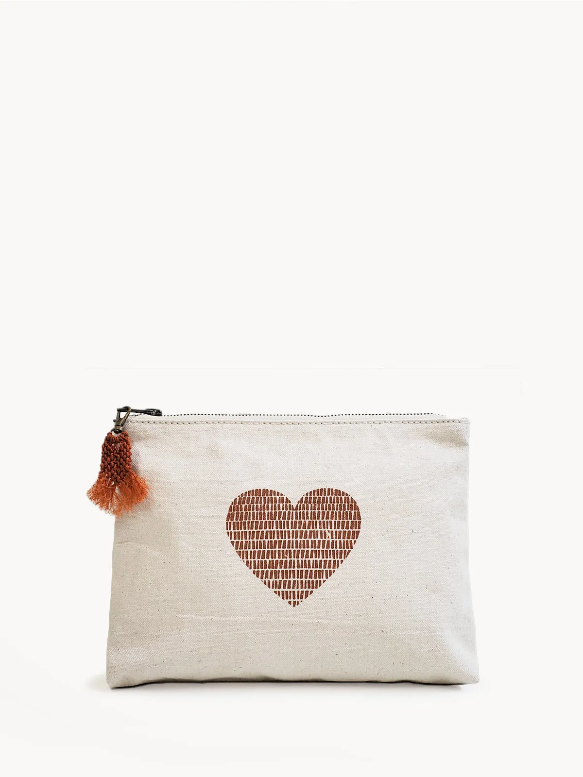 KORISSA Hand Screen Printed Cotton Canvas Pouch - Love