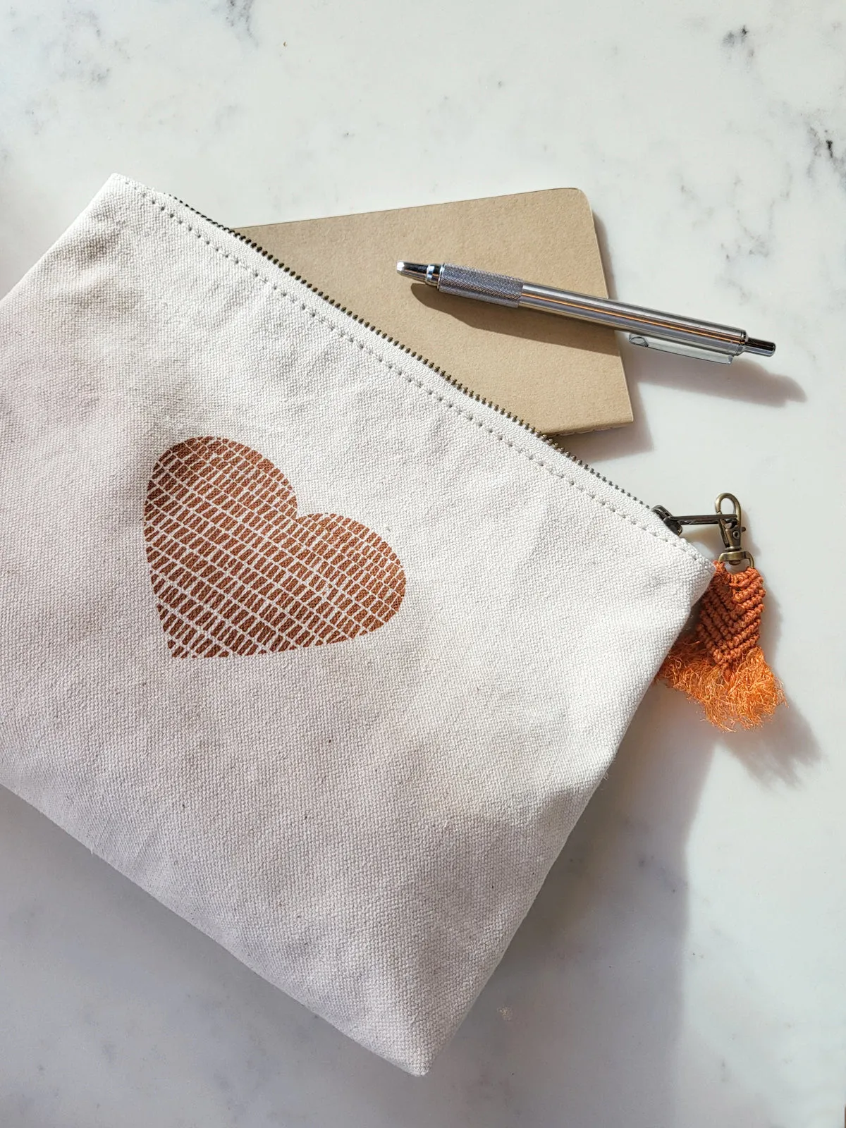 KORISSA Hand Screen Printed Cotton Canvas Pouch - Love