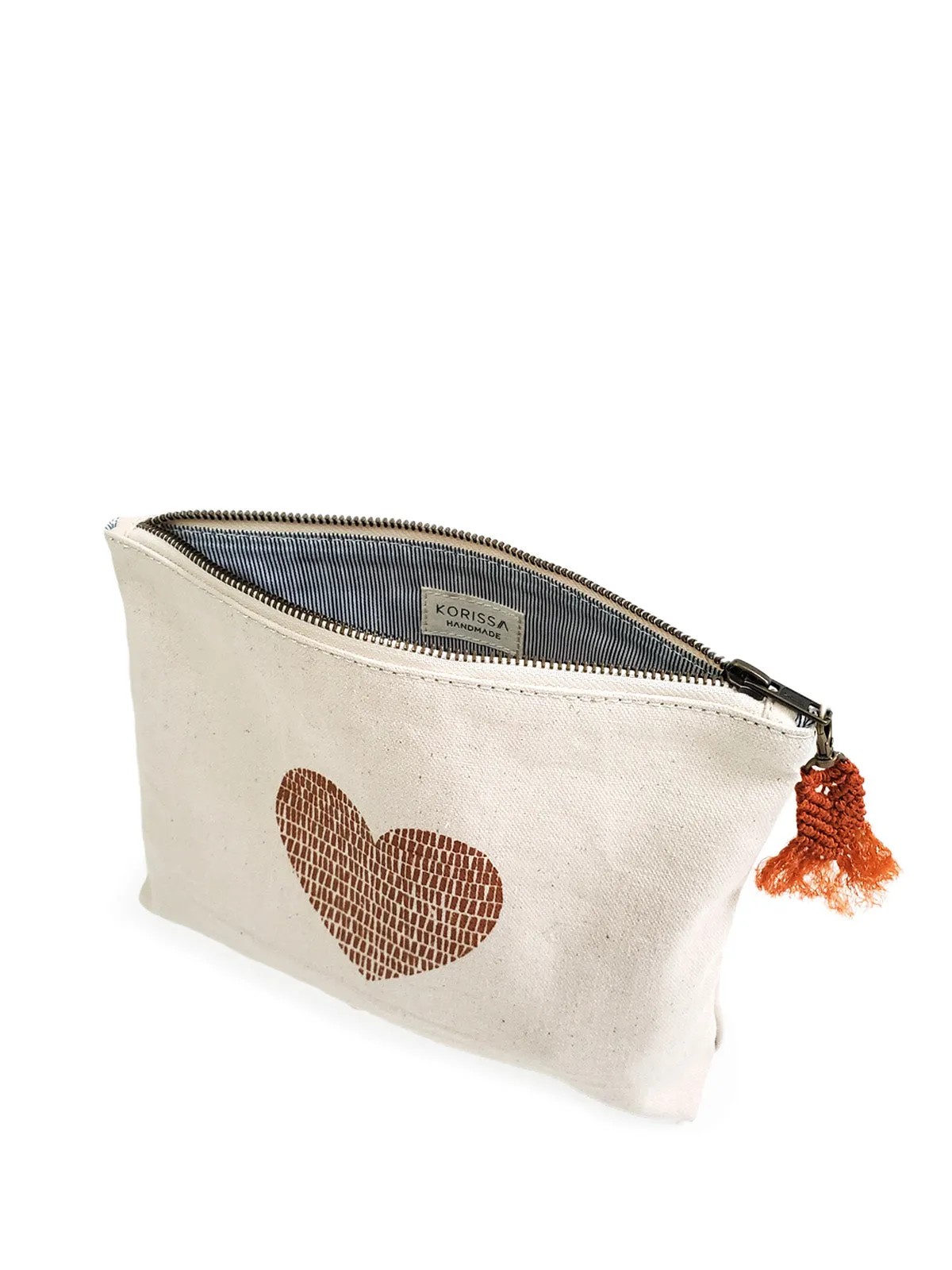 KORISSA Hand Screen Printed Cotton Canvas Pouch - Love