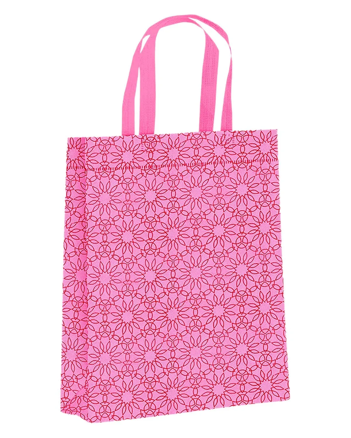 Kuber Industries Non Woven Reusable Grocery Shopping Bag With Handle|Goodies Bag Promotional Bag for Birthday|Size 26 x 11 x 38|Pack of 12 (Pink)