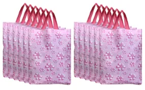 Kuber Industries Non Woven Reusable Grocery Shopping Bag With Handle|Goodies Bag Promotional Bag for Birthday|Size 26 x 11 x 38|Pack of 12 (Pink)