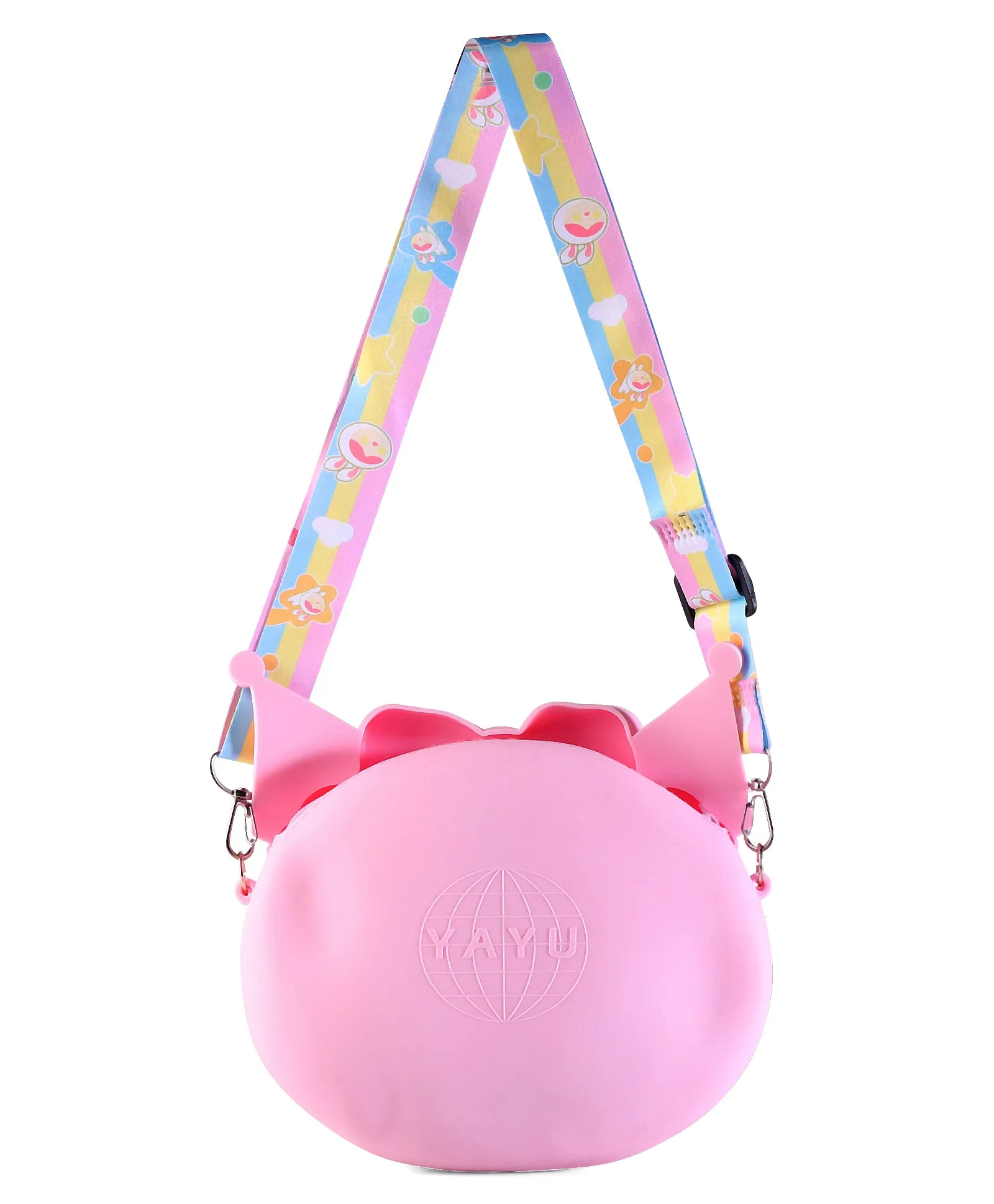 KUROMI FACE WITH BOW SILICON SLING BAG - PINK