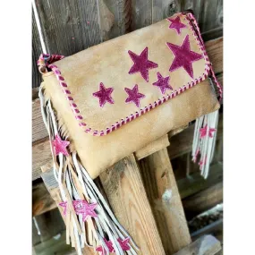 KurtMen Pink Metallic Star Clutch Crossbody Bag