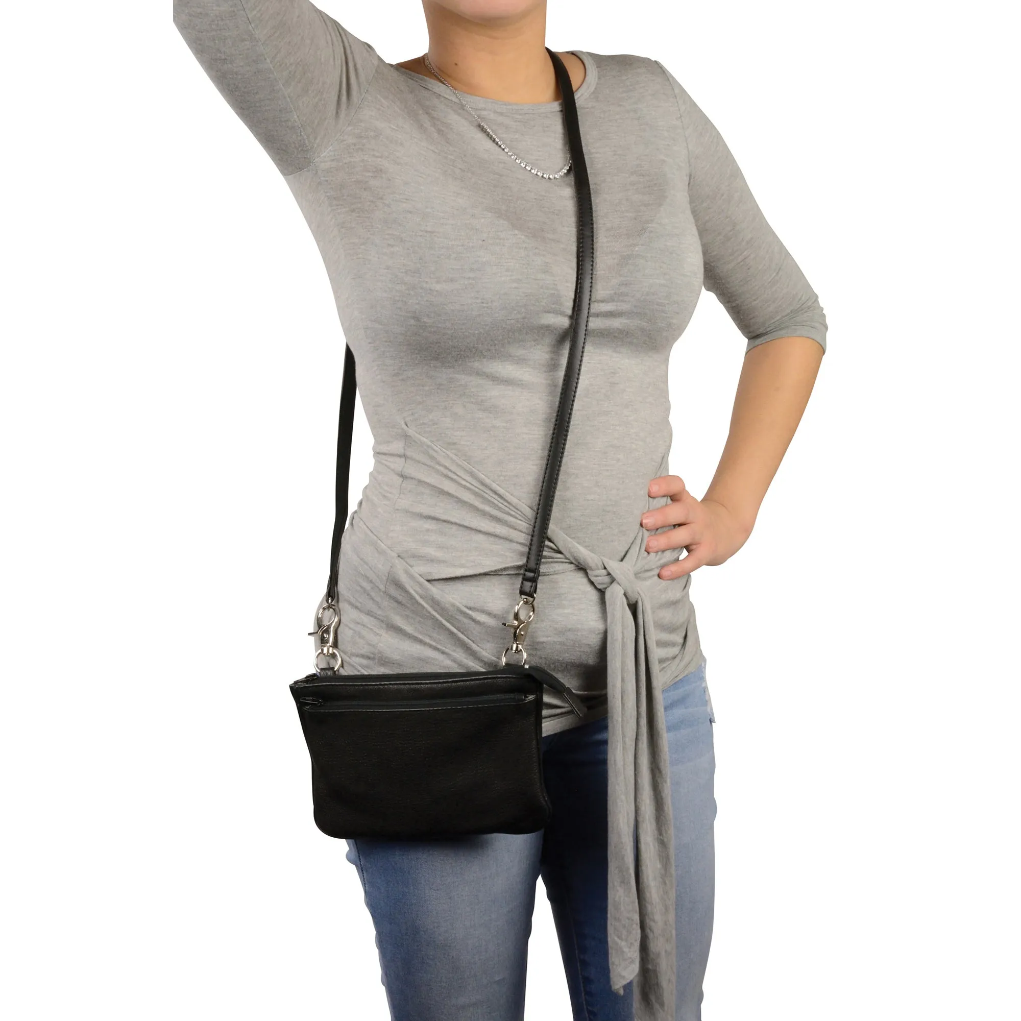 Ladies Zipper Closure Belt/Shoulder Bag