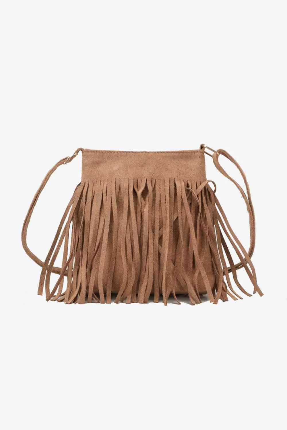 Leather Crossbody Bag with Fringe