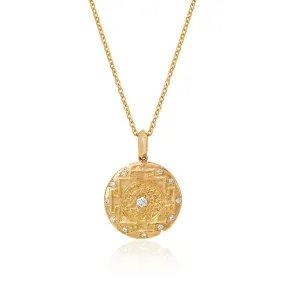 LH x JA 18k Shri Yantra Coin Necklace with Diamonds