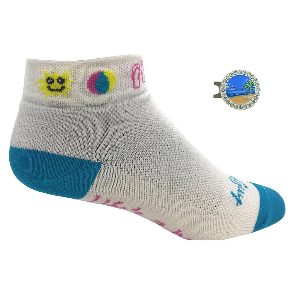 Life's A Beach Women's Golf Sock With Ball Marker