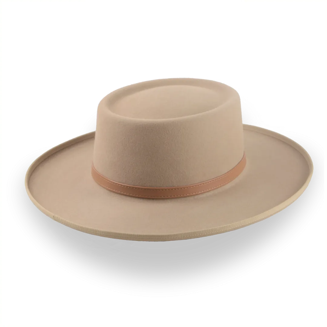 Light Camel Western Gambler Hat with Rolled Brim | The Vista