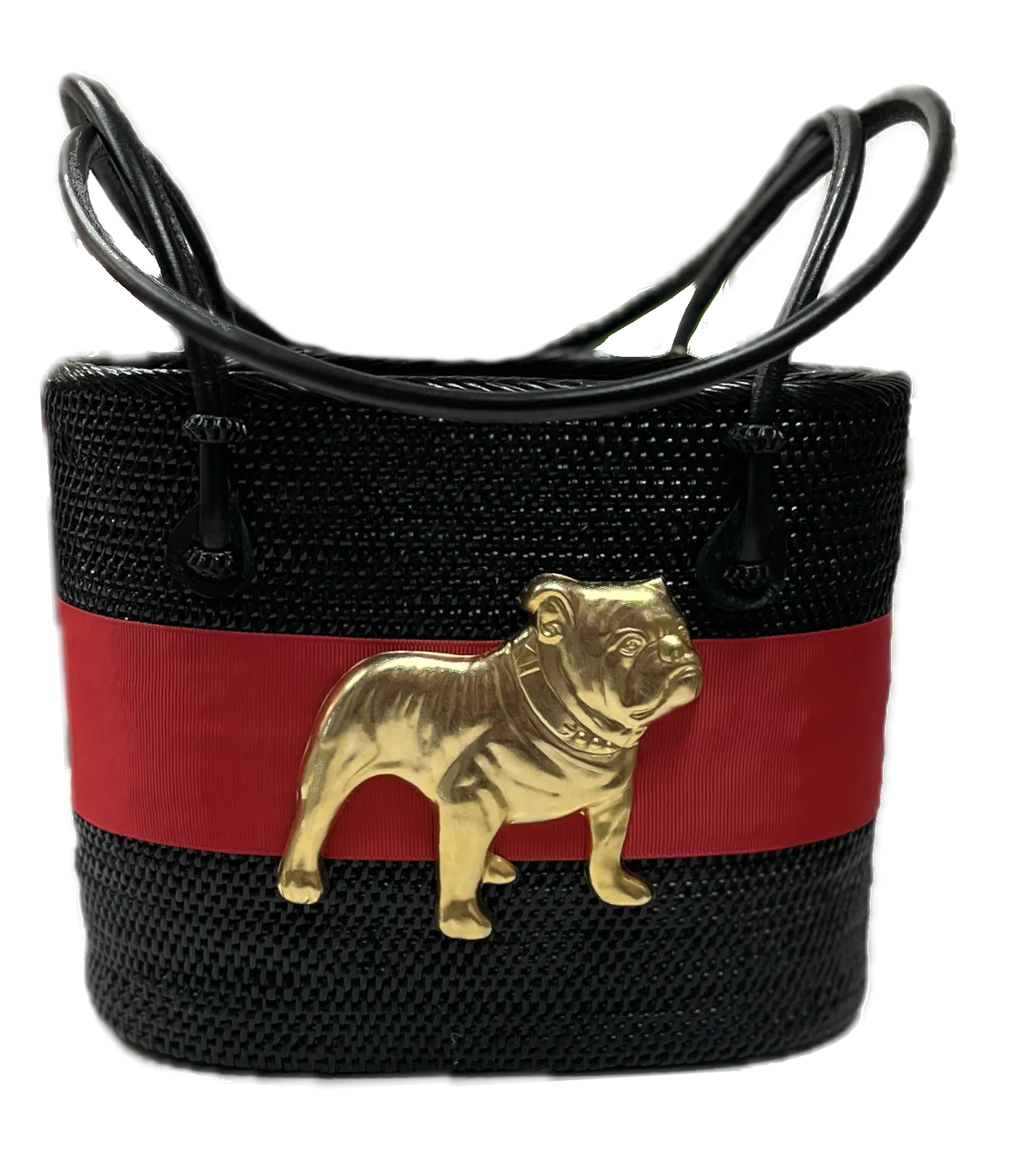 Lisi Lerch - Bucket Bag - Black Red Ribbon Gold Bulldog