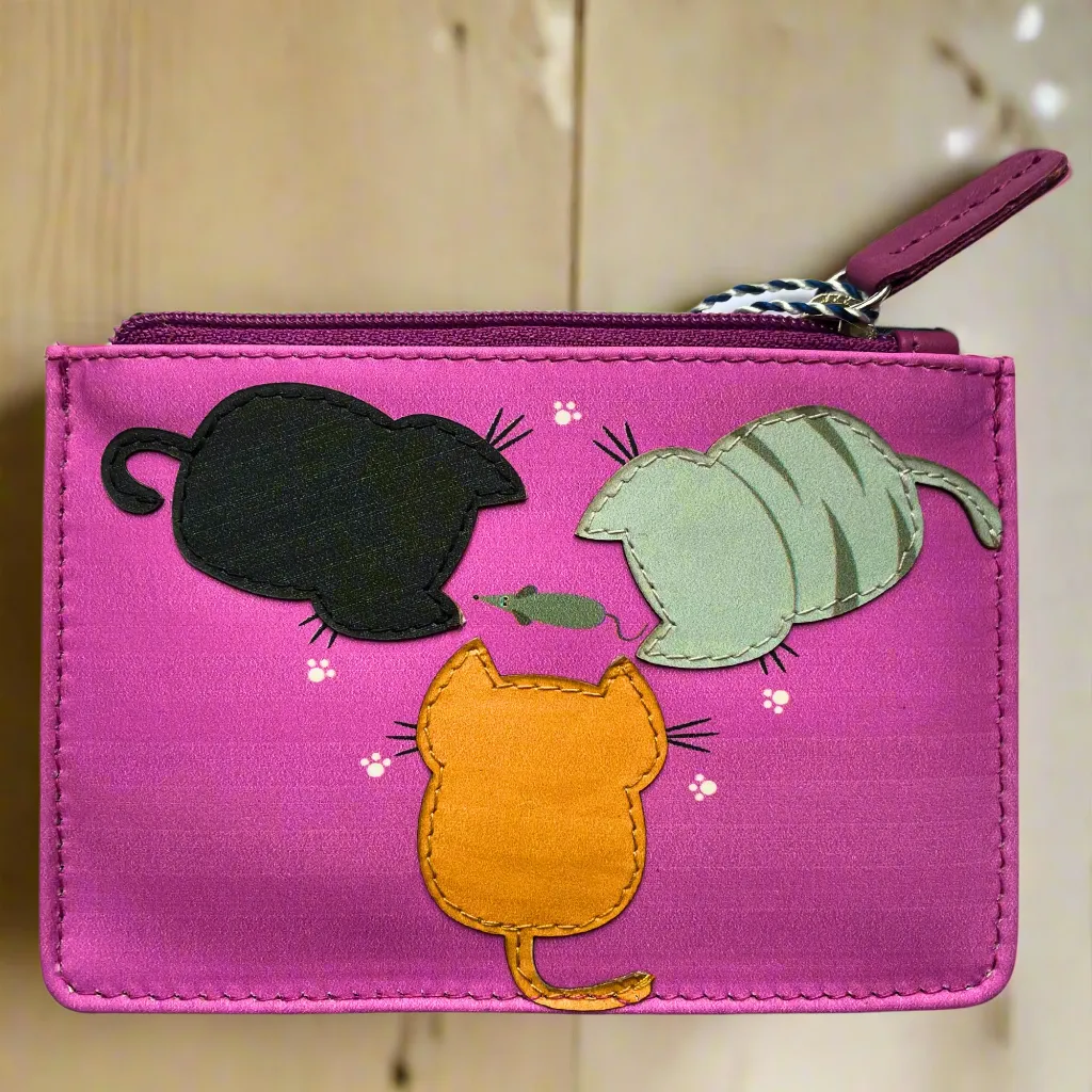 Mala Leather Cats and Mouse Coin Purse Pink