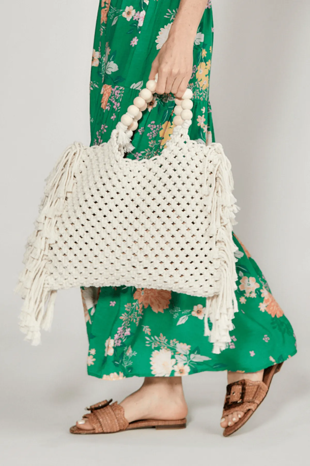 Melie Bianco Lithbet Crochet Fringe Beach Bag