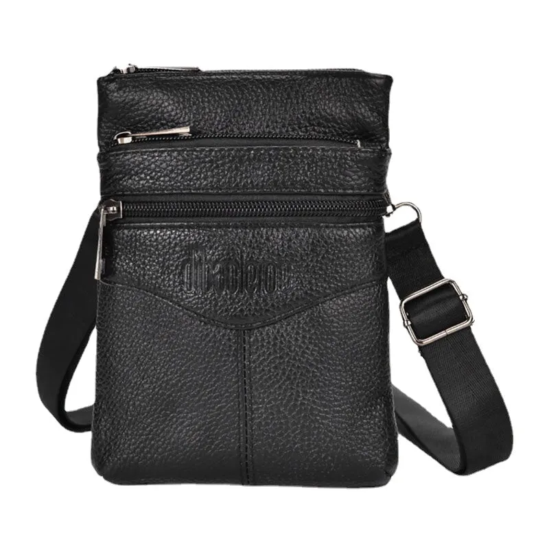 Men Genuine Leather Retro Business Casual 6.3 Inch Phone Bag Multi-carry Crossbody Waist