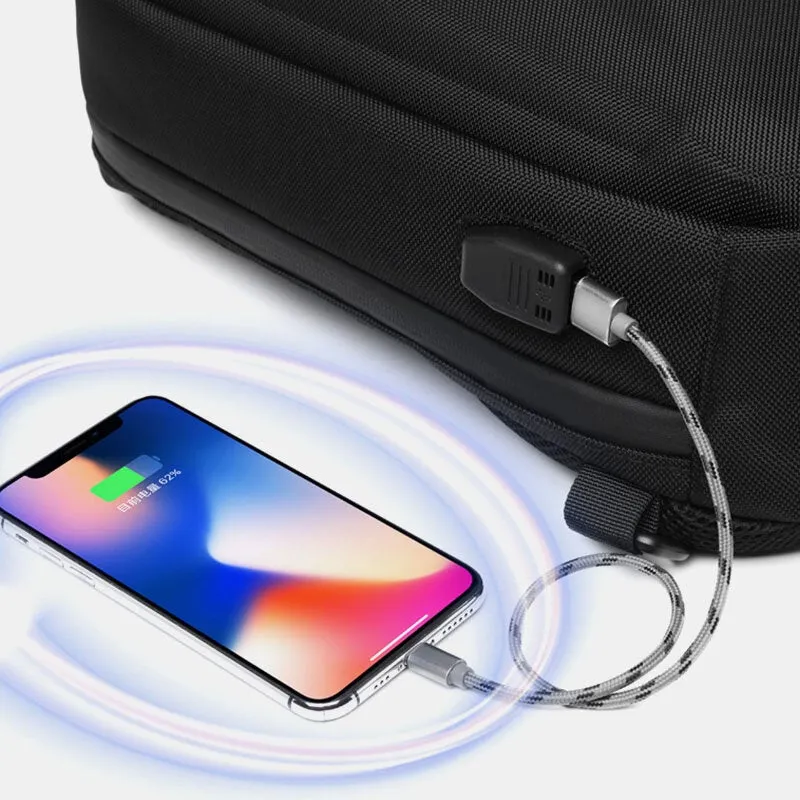 Men USB Charging Multi-pocket Anti-theft Waterproof Outdoor Crossbody Bag Chest Sling