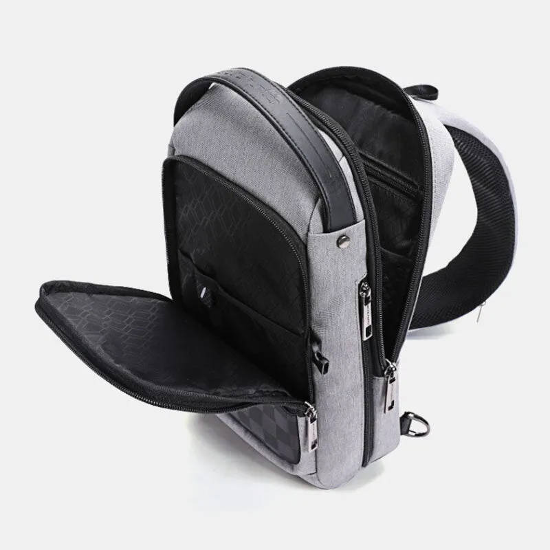 Men Waterproof Concealed Water Cup Bag Design On The Side Wild Oxford Chest USB Charging Large Capacity Crossbody Bags Shoulder