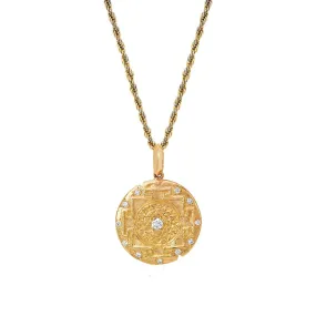 Men's LH x JA 18k Shri Yantra Coin Necklace with Diamonds