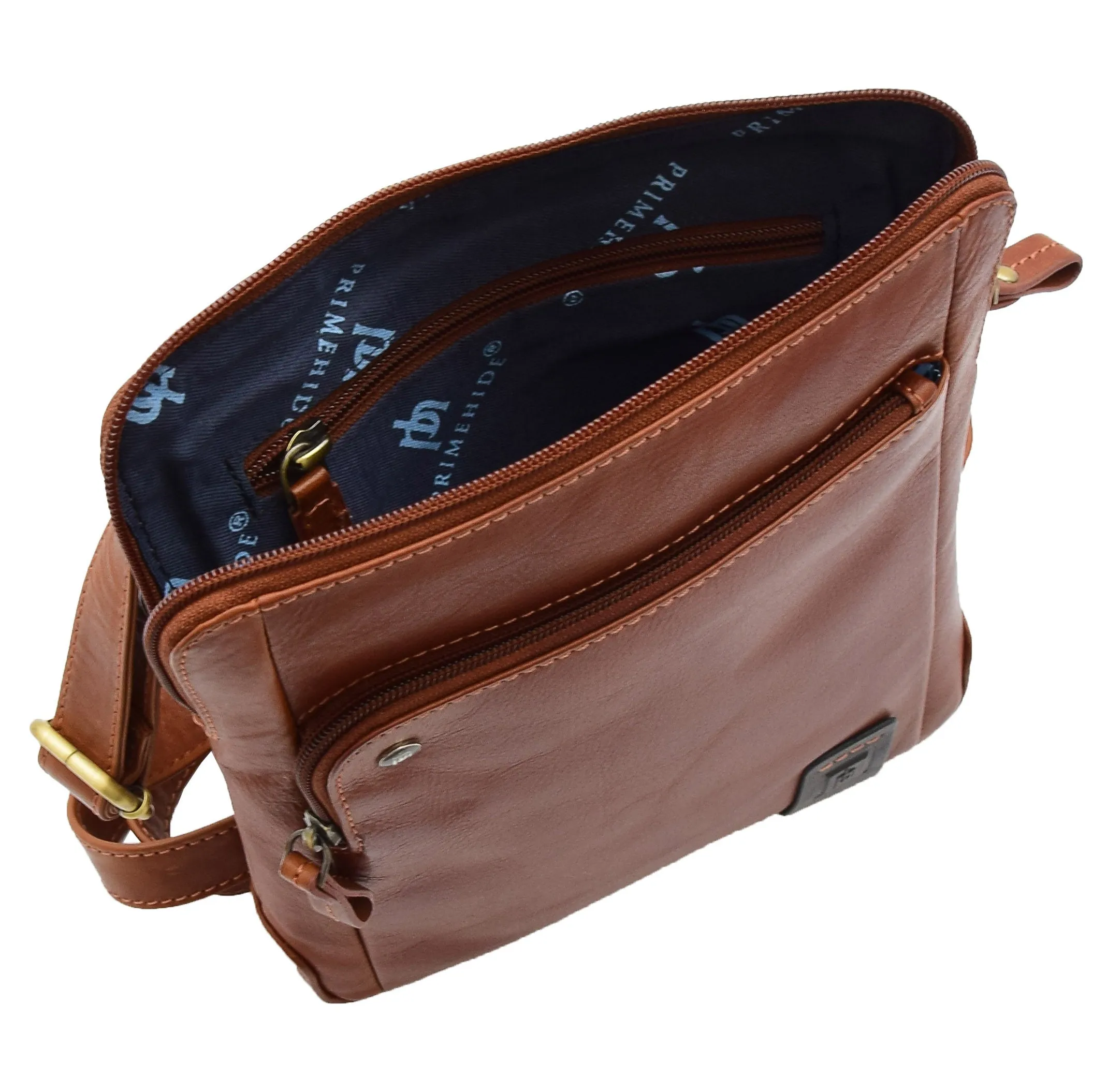 Mens Travel Everyday Casual Leather Cross Body Organiser Bag Sao Salvador Chestnut