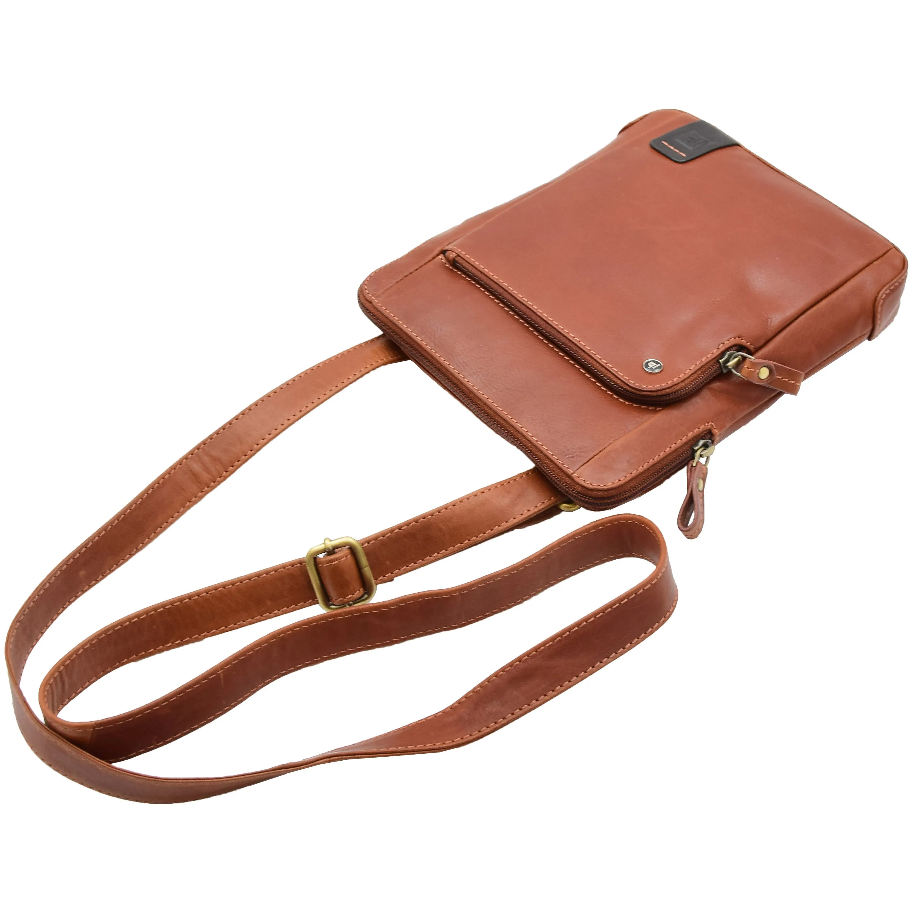 Mens Travel Everyday Casual Leather Cross Body Organiser Bag Sao Salvador Chestnut