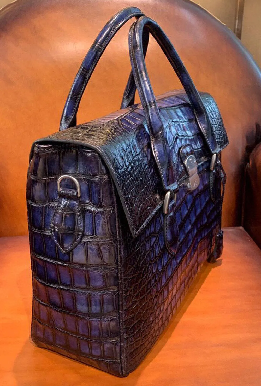 Men's Vintage Crocodile Leather  Briefcase