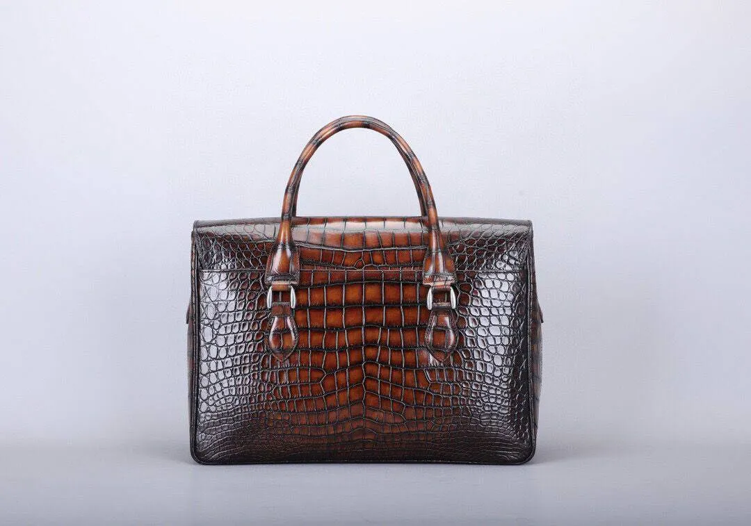 Men's Vintage Crocodile Leather  Briefcase