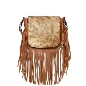 Montana West Genuine Leather Hiar-on Collection Fringe Crossbody