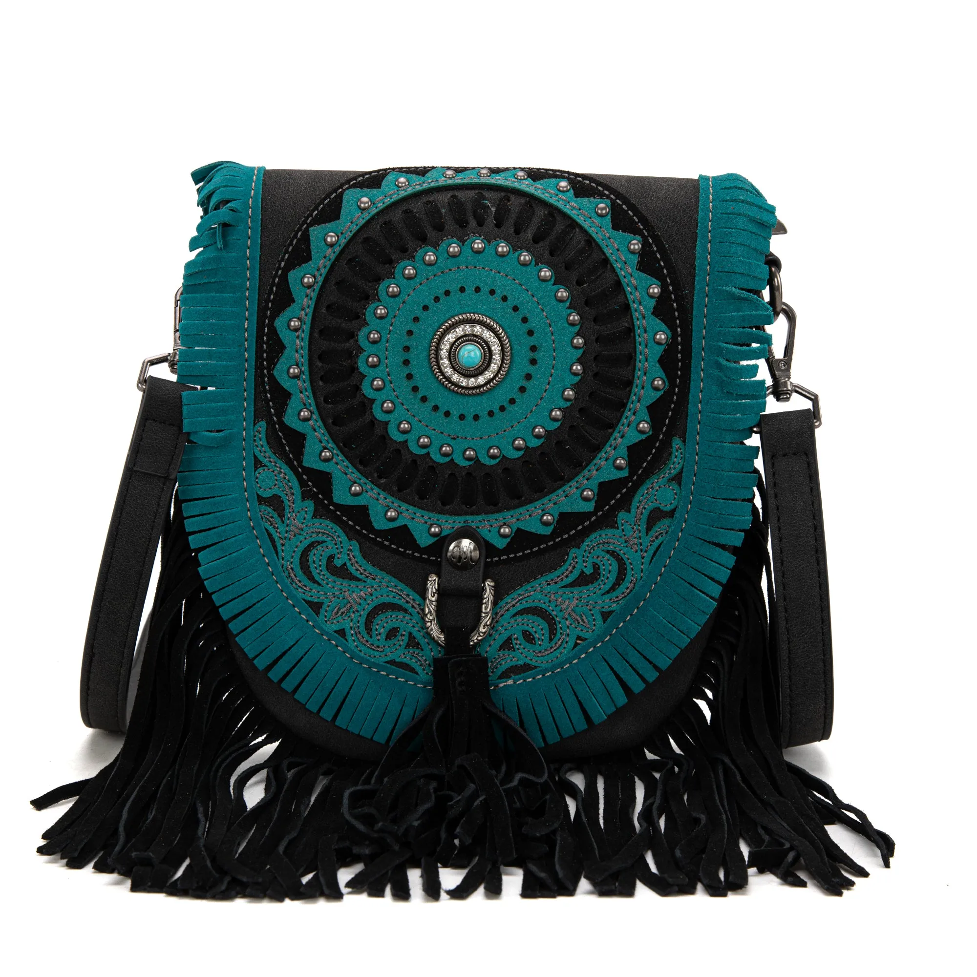 MW1291-8360 Montana West Concho Fringe Collection Saddle Bag/Crossbody