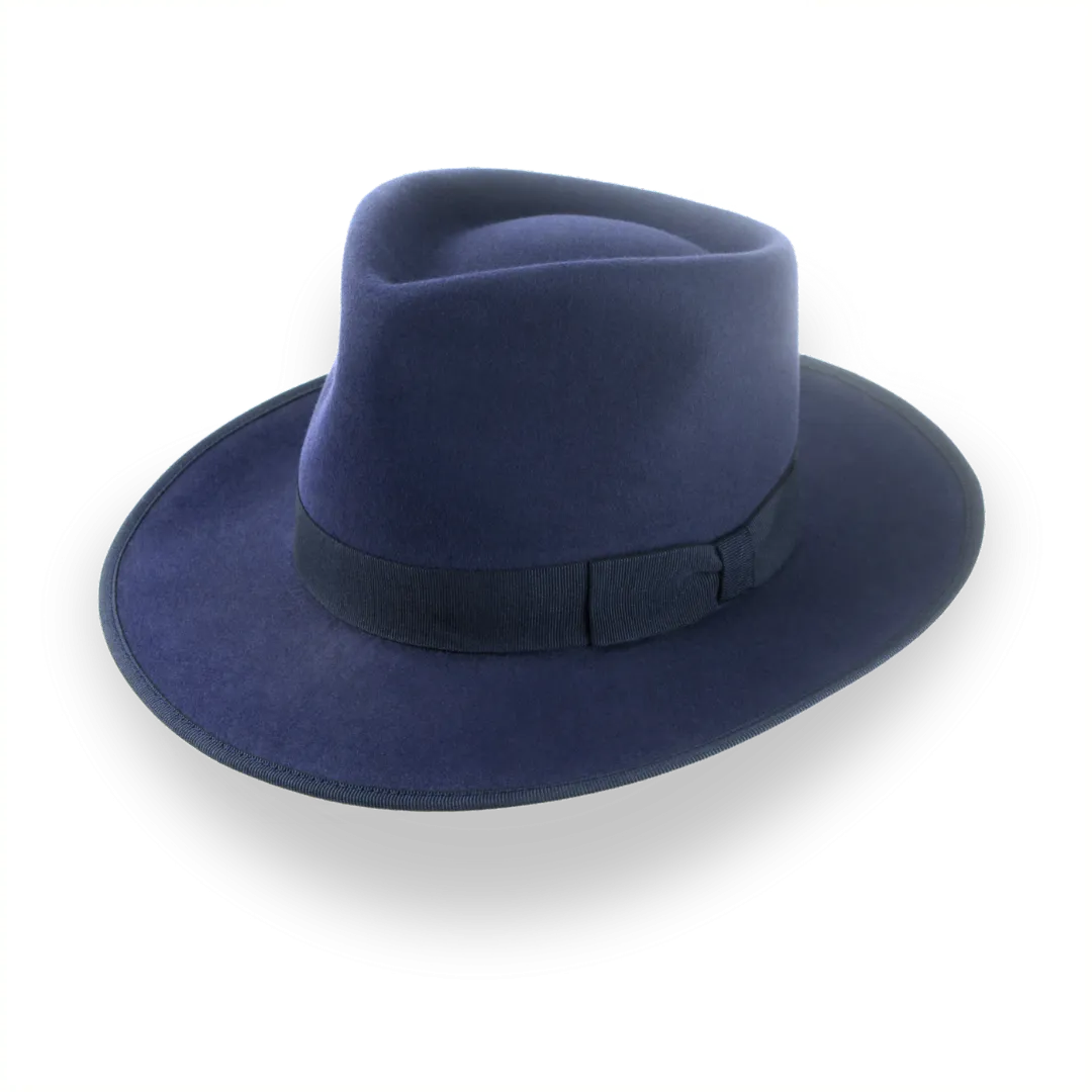 Navy Blue Custom Handcrafted Fedora Hat for Men in Fur Felt | The Tony