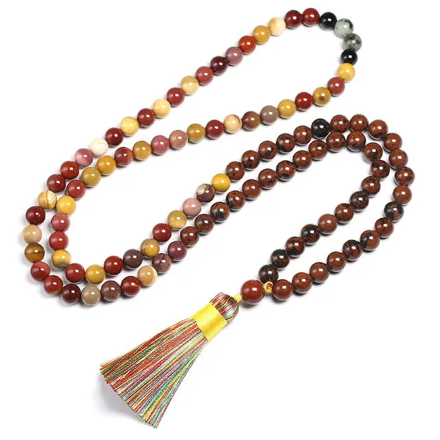 Obsidian & Mookaite Bracelet/Necklace/Mala Set