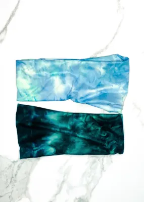 Ocean Blue Tie Dye Extra Wide Yoga Headbands