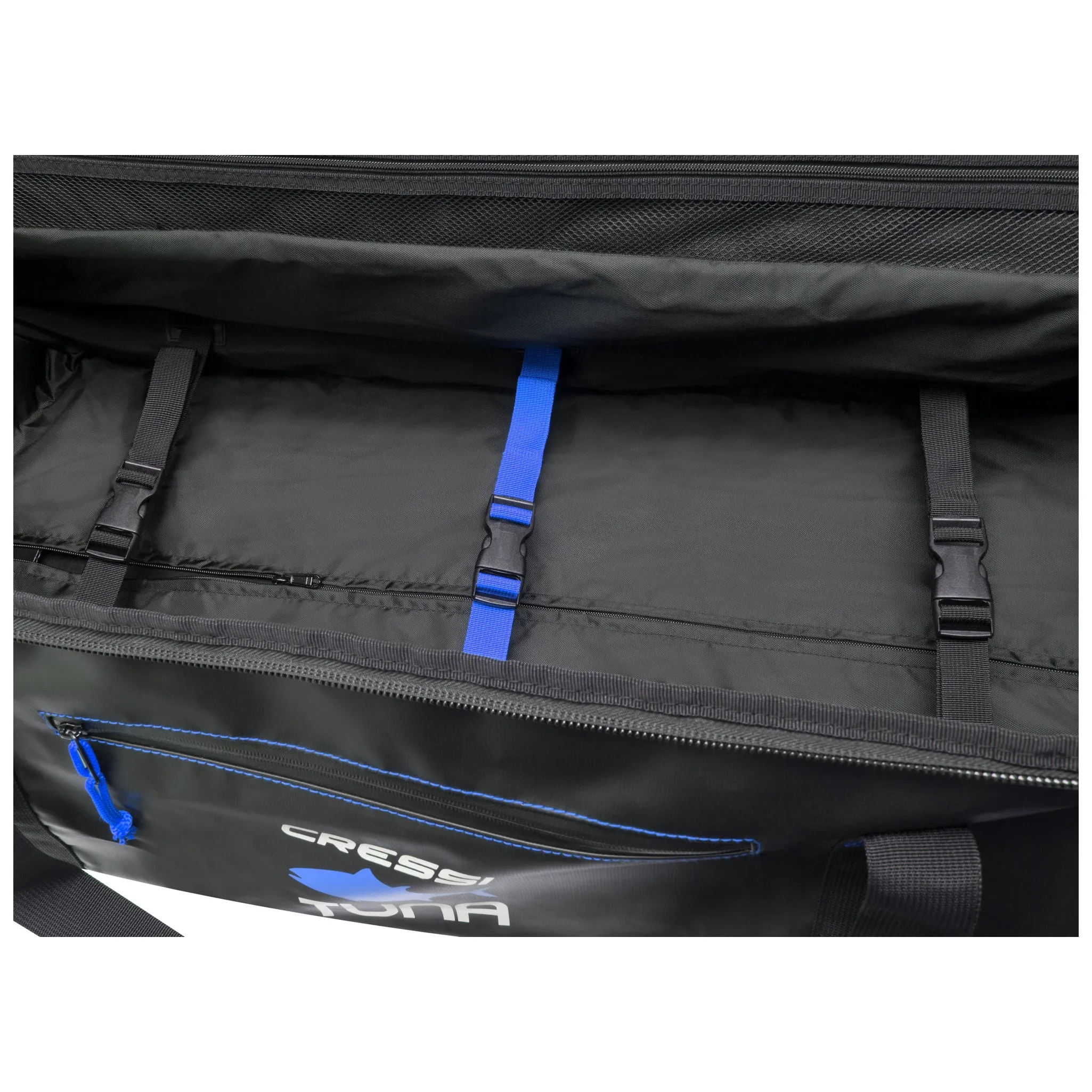 Open Box Cressi Tuna Dry Wheeled Bag - Black/Blue