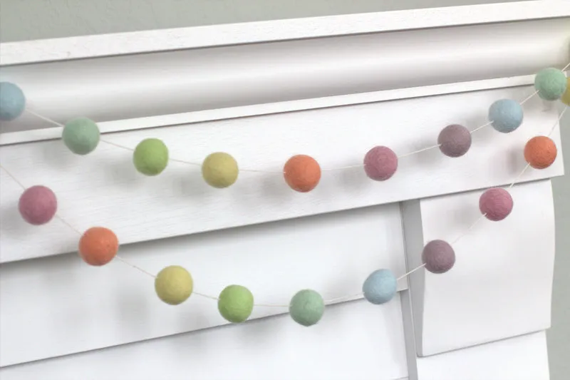 Pastel Rainbow Felt Ball Garland