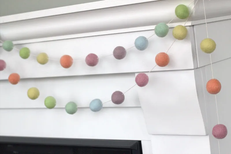 Pastel Rainbow Felt Ball Garland