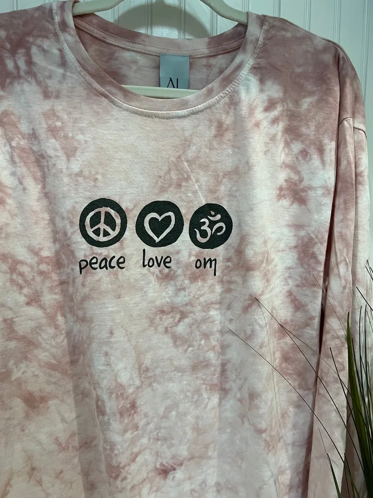 Peace Love Om Tie Dye Long Sleeve Unisex Tee