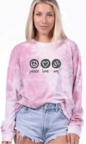 Peace Love Om Tie Dye Long Sleeve Unisex Tee