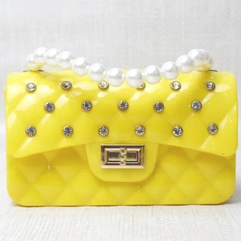 Pearl Handle Jelly Hand Bag For Women Sling Bags For Kids and Girls