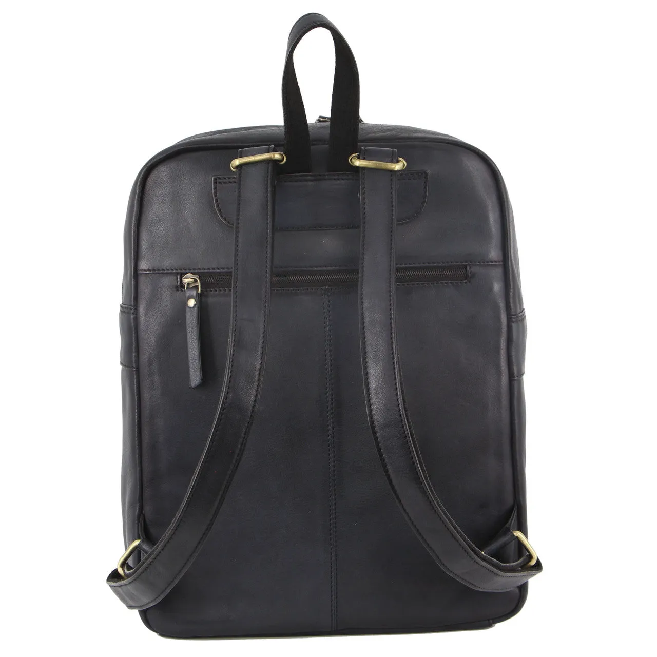 Pierre Cardin Burnished Leather Multi-Compartment Laptop Backpack PC3332 Black