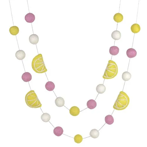 Pink Lemonade Garland- Pink, Yellow Lemons