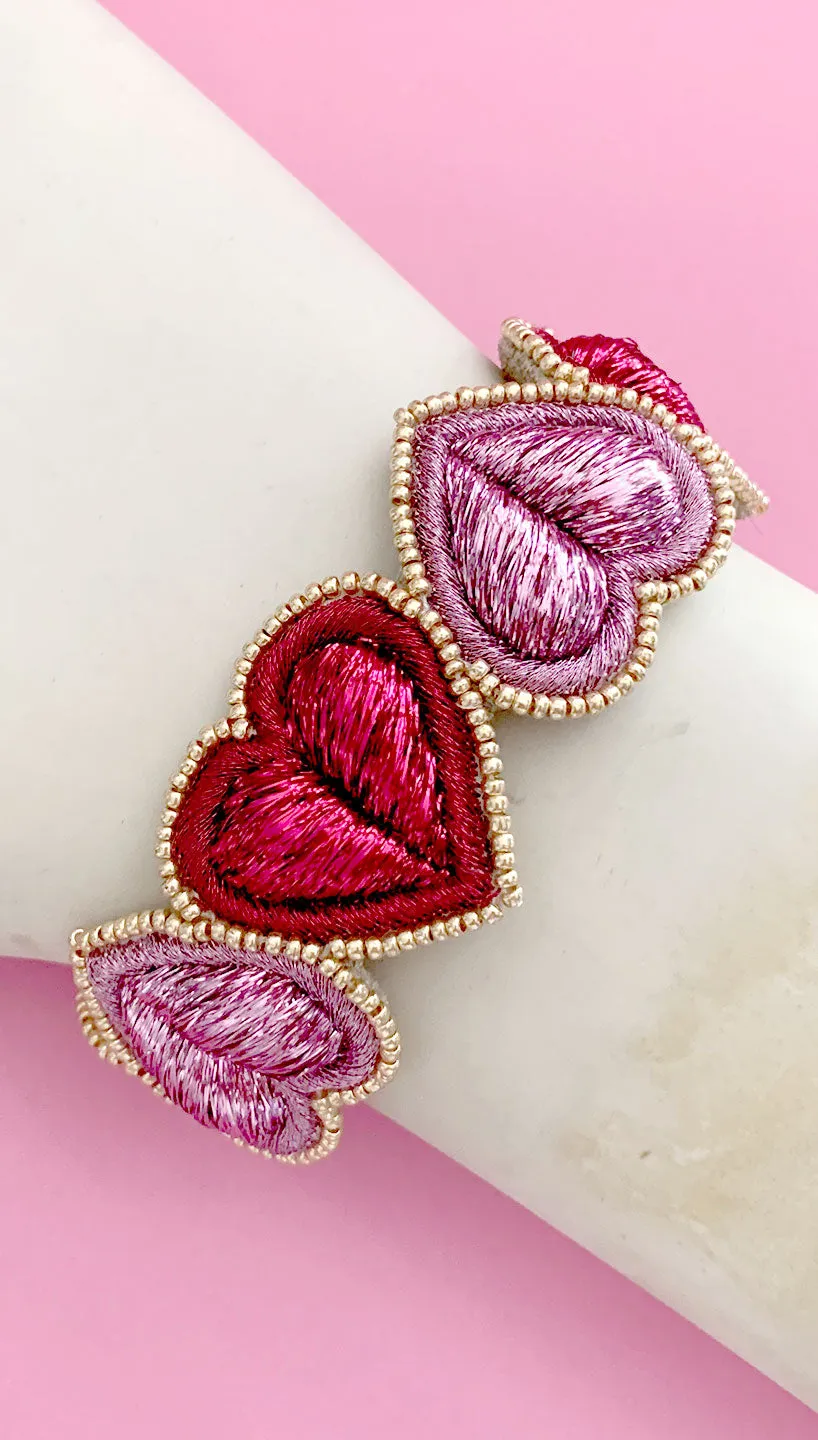 Pink Puffy Heart Bracelet | Olivia Dar