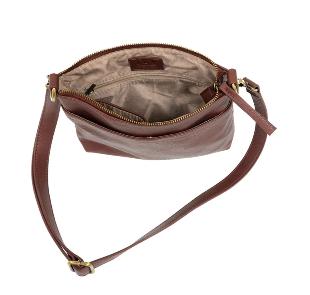 Plum Top Zip Crossbody Bag