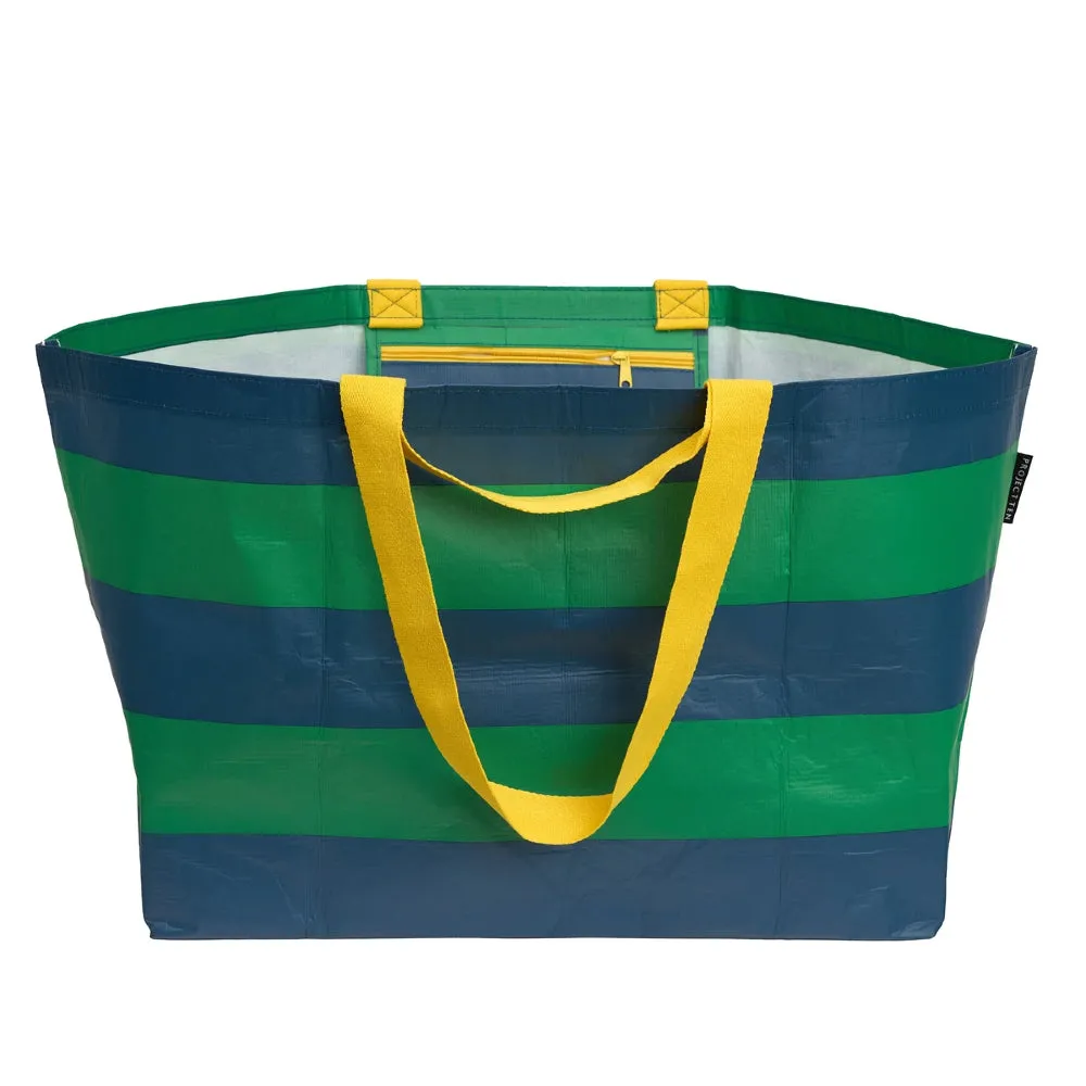 Project Ten Green/Navy Stripe Oversize Tote