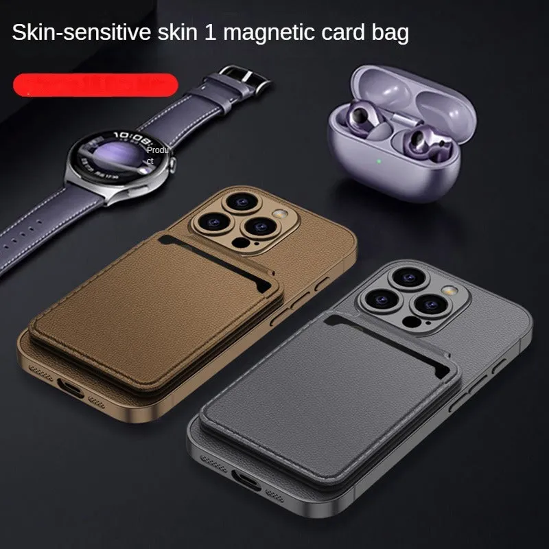 PU Leather Magnetic Sticker Split Phone Case  With Card Holder For iPhone