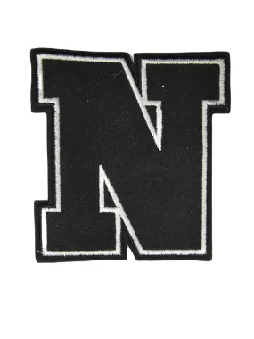 "N" Design Embroidered Black Sewable Patch