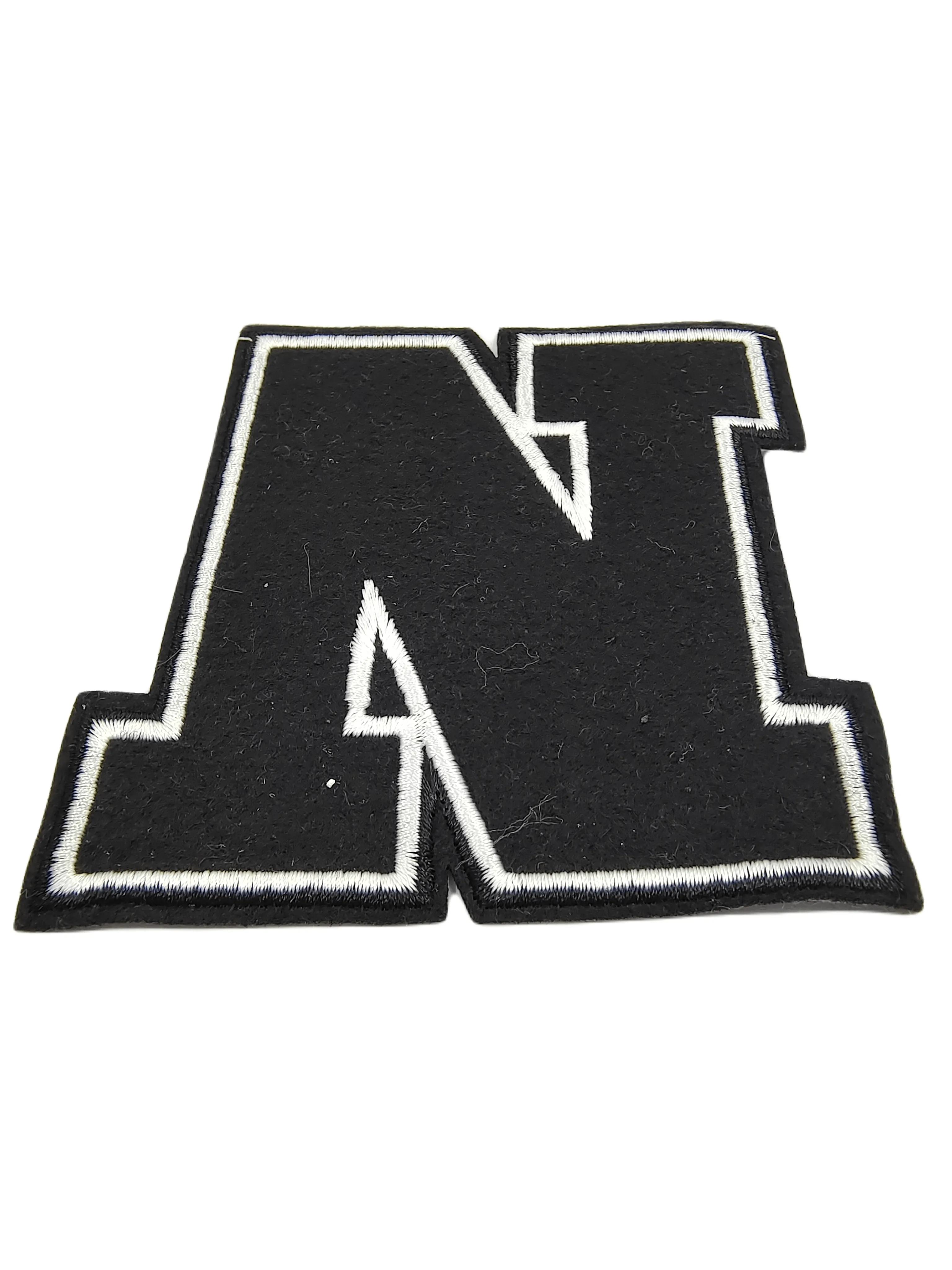 "N" Design Embroidered Black Sewable Patch