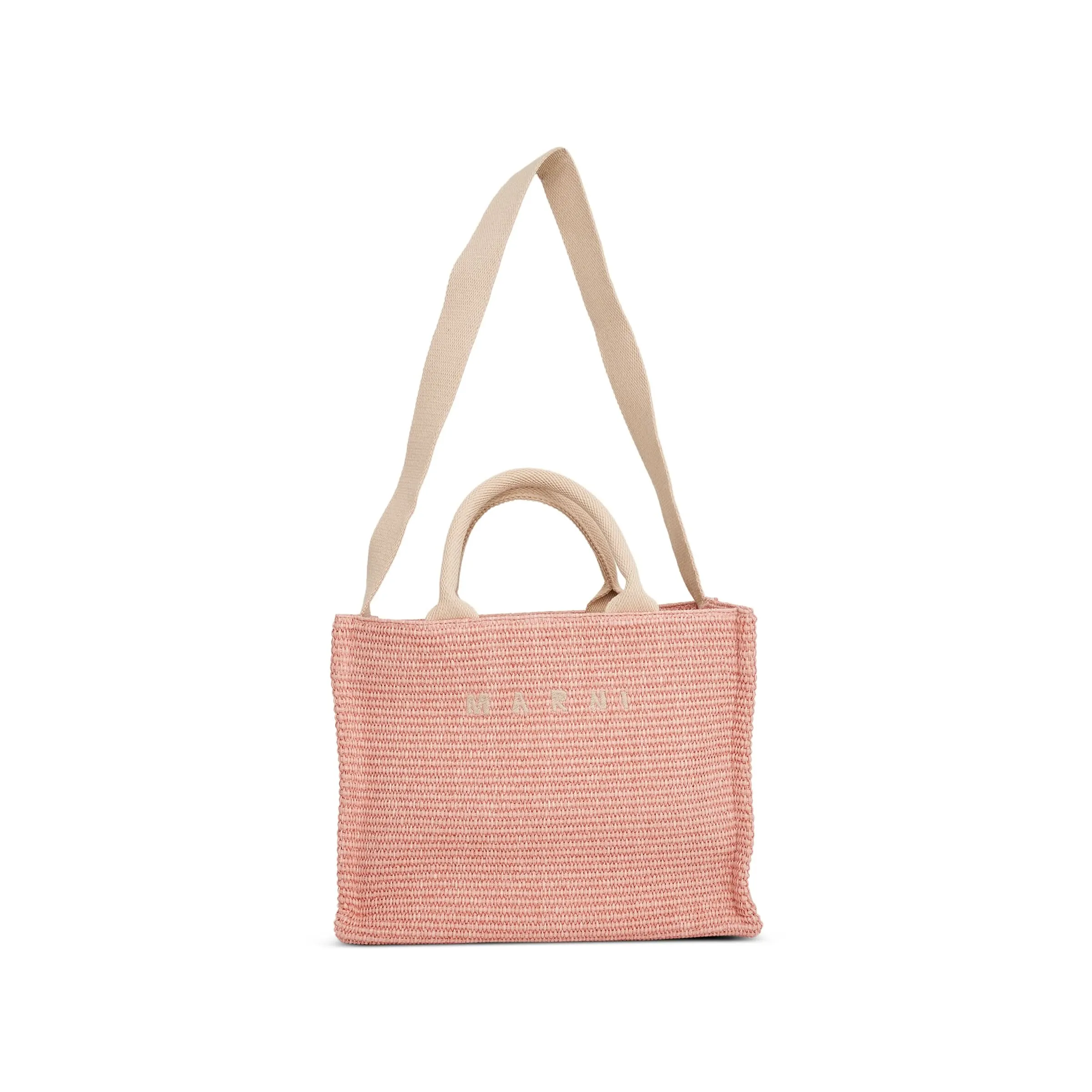 Raffia Small Shopping Bag in Pink