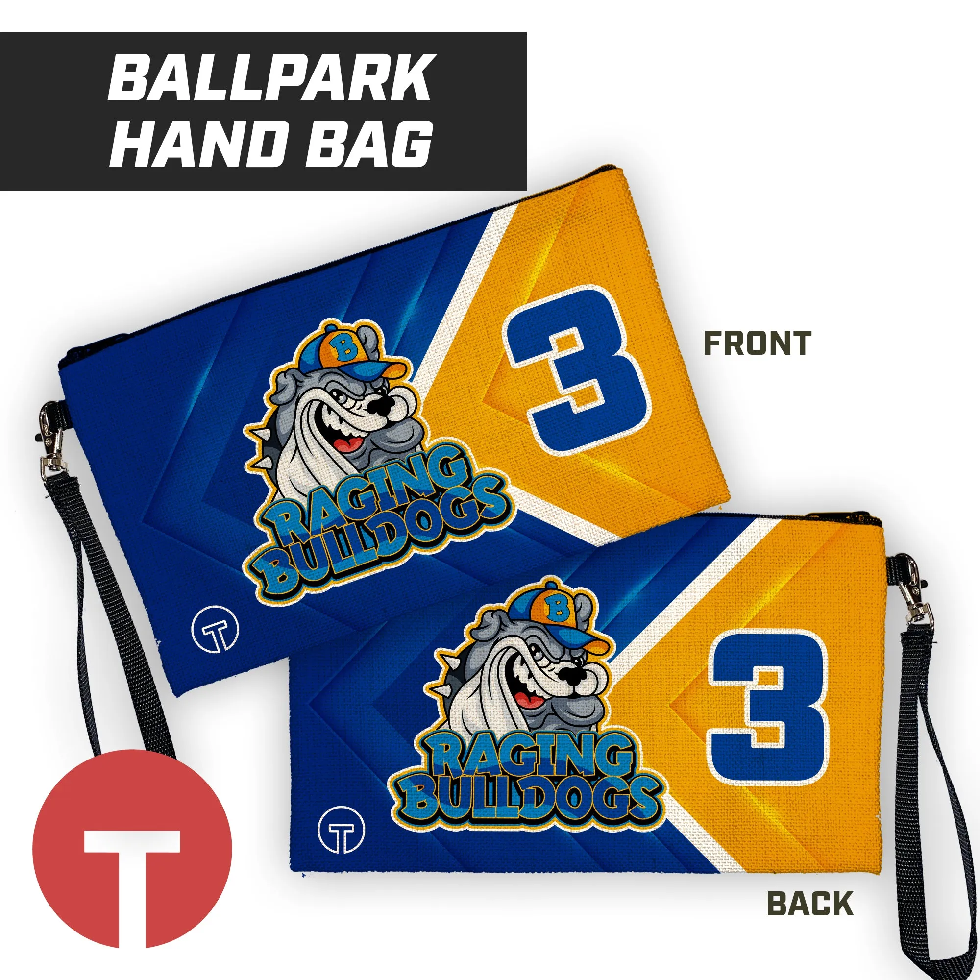 Raging Bulldogs - 9"x5" Zipper Bag with Wrist Strap