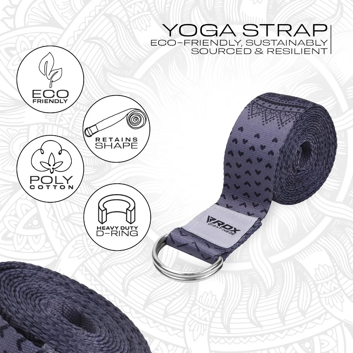 RDX F11 D-Ring Steel Buckle Cotton Yoga Strap