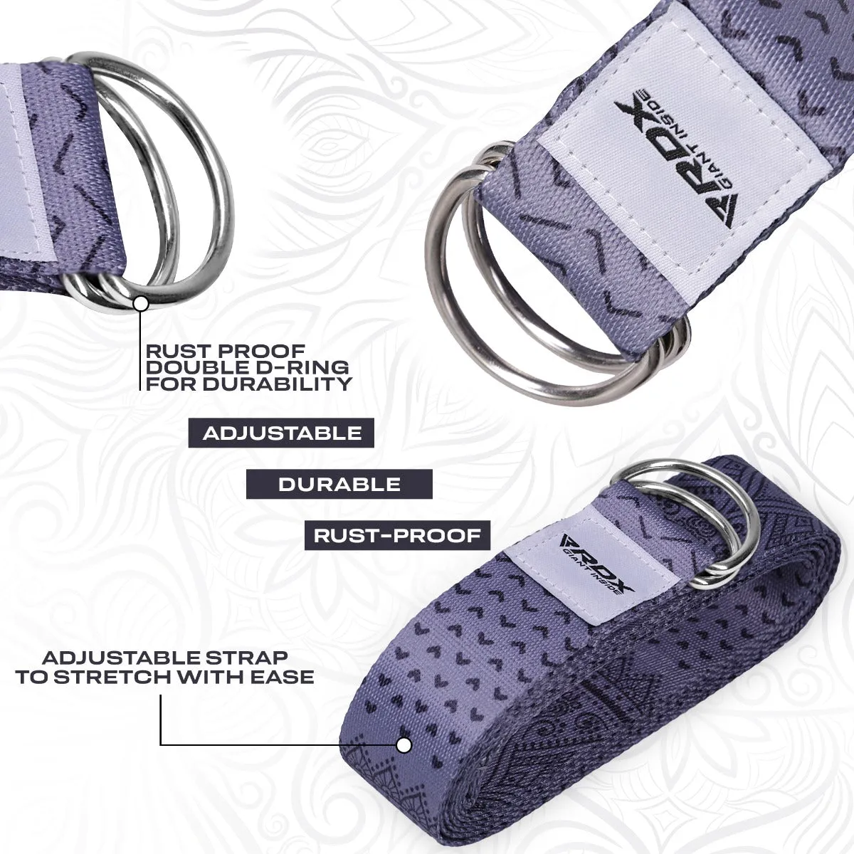 RDX F11 D-Ring Steel Buckle Cotton Yoga Strap