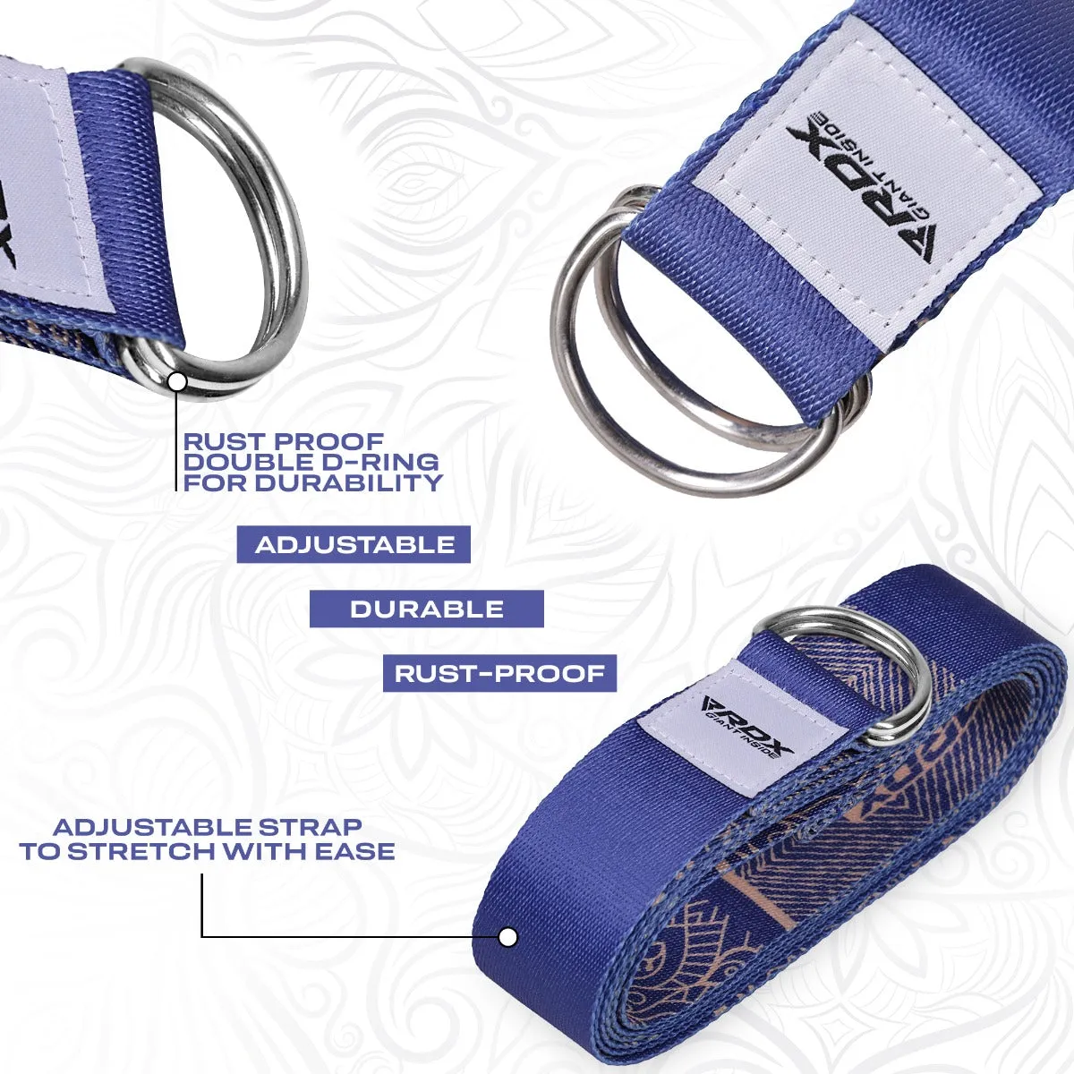 RDX F16 D-Ring Steel Buckle Cotton Yoga Strap