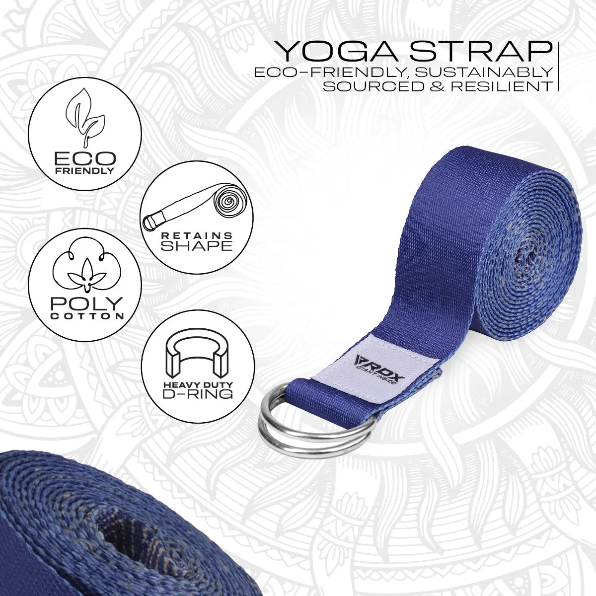 RDX F16 D-Ring Steel Buckle Cotton Yoga Strap