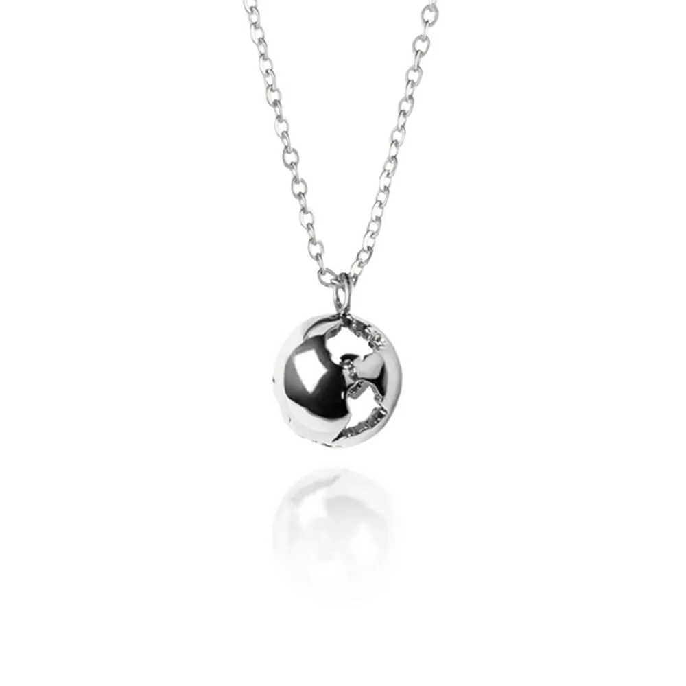 Rhodium Earth Chain Necklace